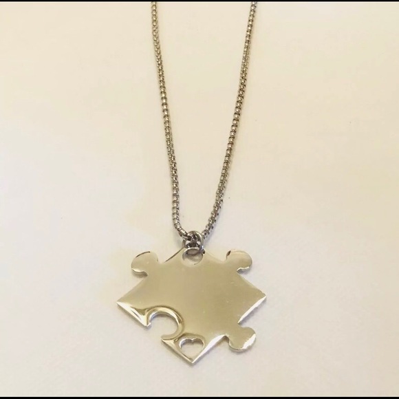 Puzzle Heart Autism Stainless Steel 24” Necklace - Picture 2 of 7